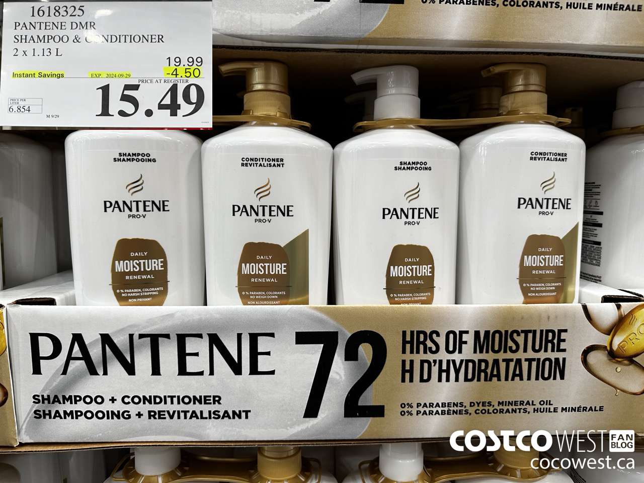 1618325 PANTENE DMR SHAMPOO/CONDITIONER 2 x 1.13 L ($4.50 INSTANT SAVINGS EXPIRES ON 2024-09-29) $15.49