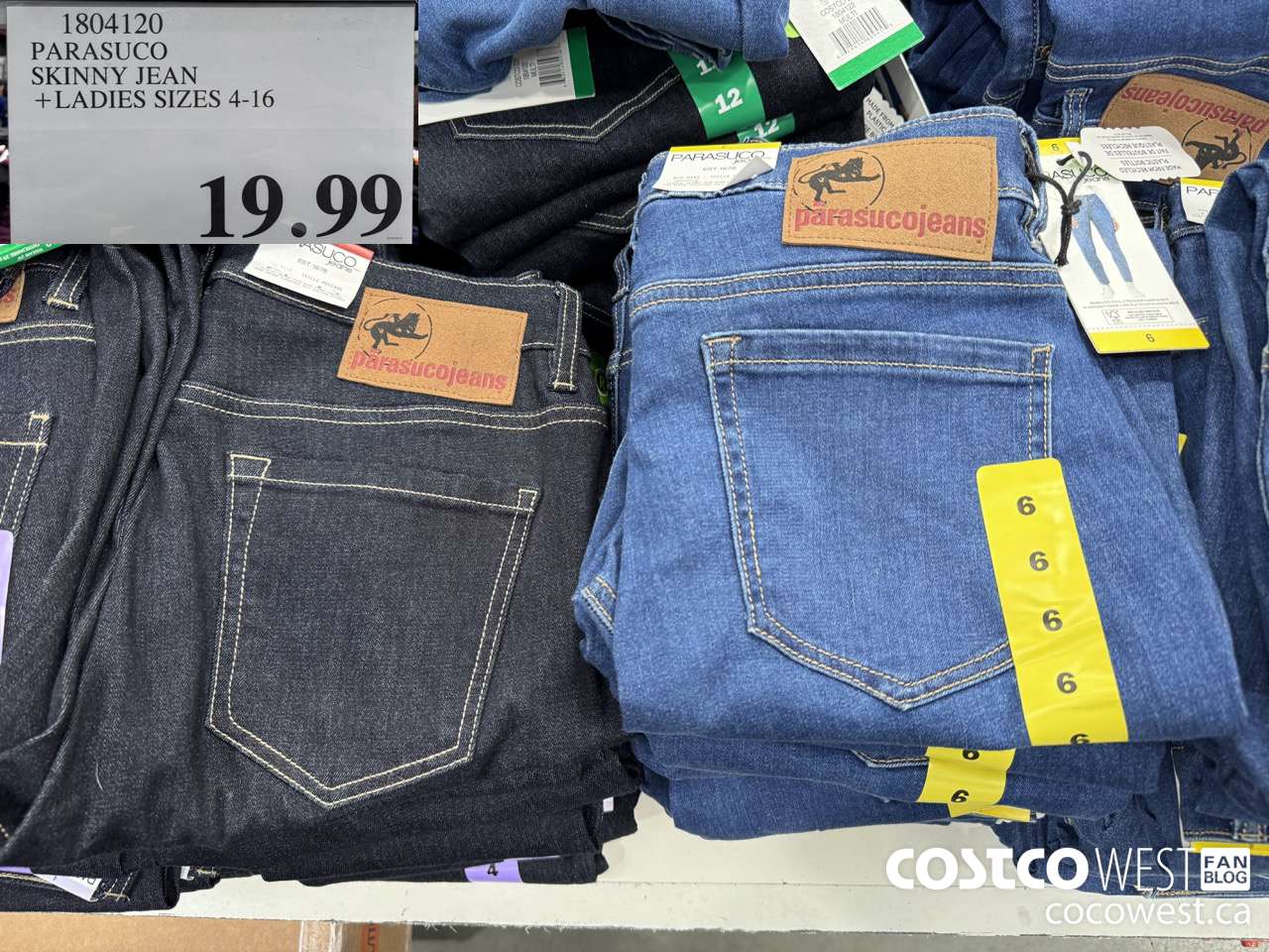 1804120 PARASUCO SKINNY JEAN LADIES SIZES 4-16 $19.99