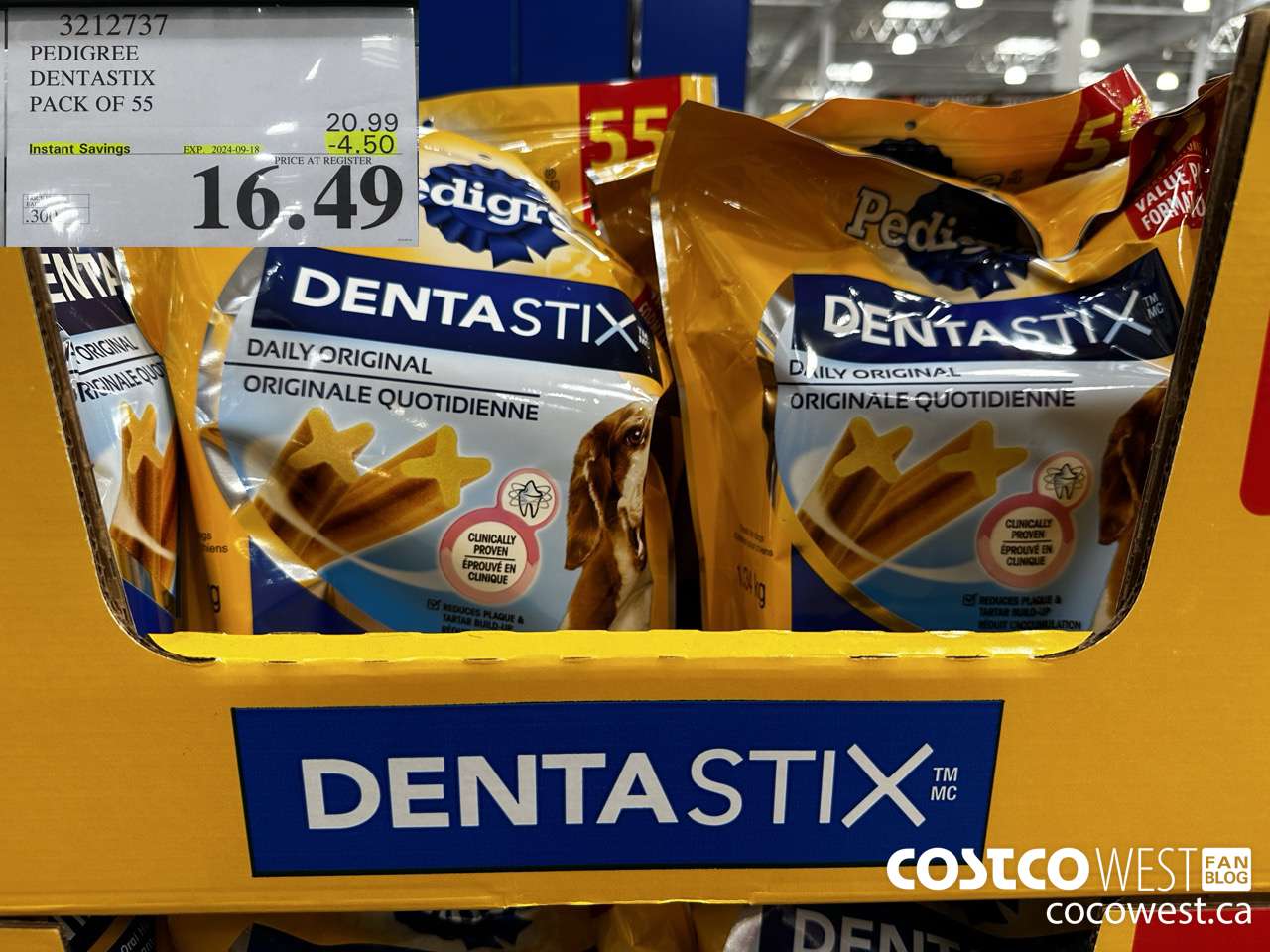 3212737 PEDIGREE DENTASTIX PACK OF 55 ($4.50 INSTANT SAVINGS EXPIRES ON 2024-09-18) $16.49