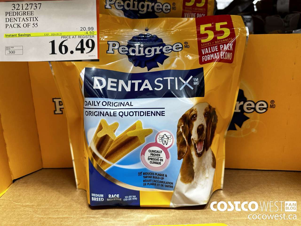 3212737 PEDIGREE DENTASTIX PACK OF 55 ($4.50 INSTANT SAVINGS EXPIRES ON 2024-09-25) $16.49