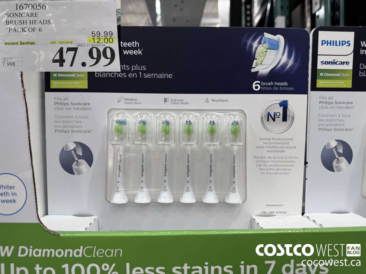 1670056 PHILIPS SONICARE DIAMONDCLEAN BRUSH HEADS 6-PACK ($12.00 INSTANT SAVINGS EXPIRES ON 2024-09-08) $47.99