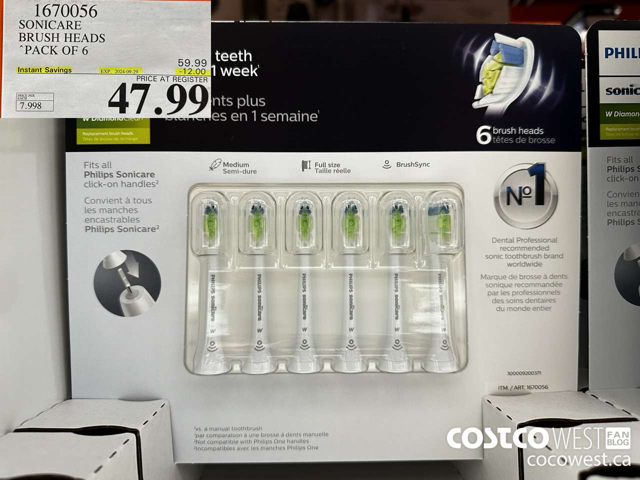 1670056 PHILIPS SONICARE DIAMONDCLEAN BRUSH HEADS 6-PACK ($12.00 INSTANT SAVINGS EXPIRES ON 2024-09-29) $47.99