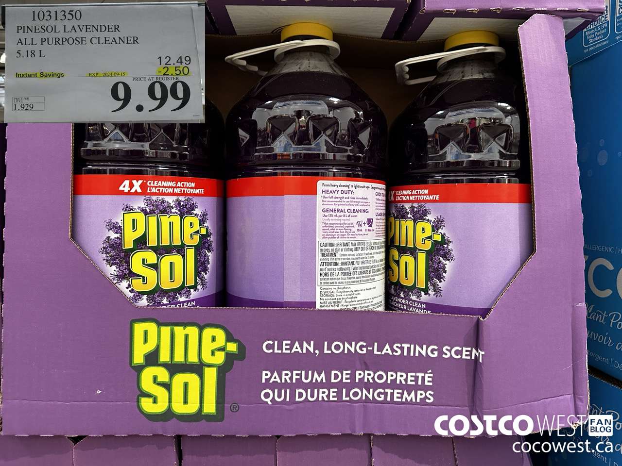 1031350 PINESOL LAVENDER ALL PURPOSE CLEANER 5.18 L ($2.50 INSTANT SAVINGS EXPIRES ON 2024-09-15) $9.99
