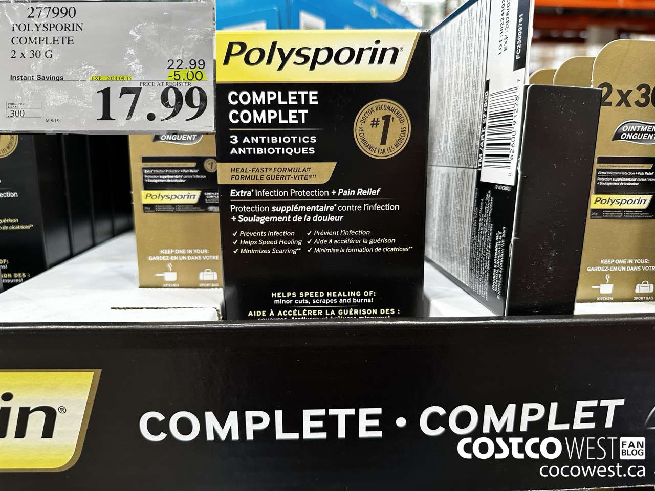 277990 POLYSPORIN COMPLETE 2 X 30 G ($5.00 INSTANT SAVINGS EXPIRES ON 2024-09-15) $17.99