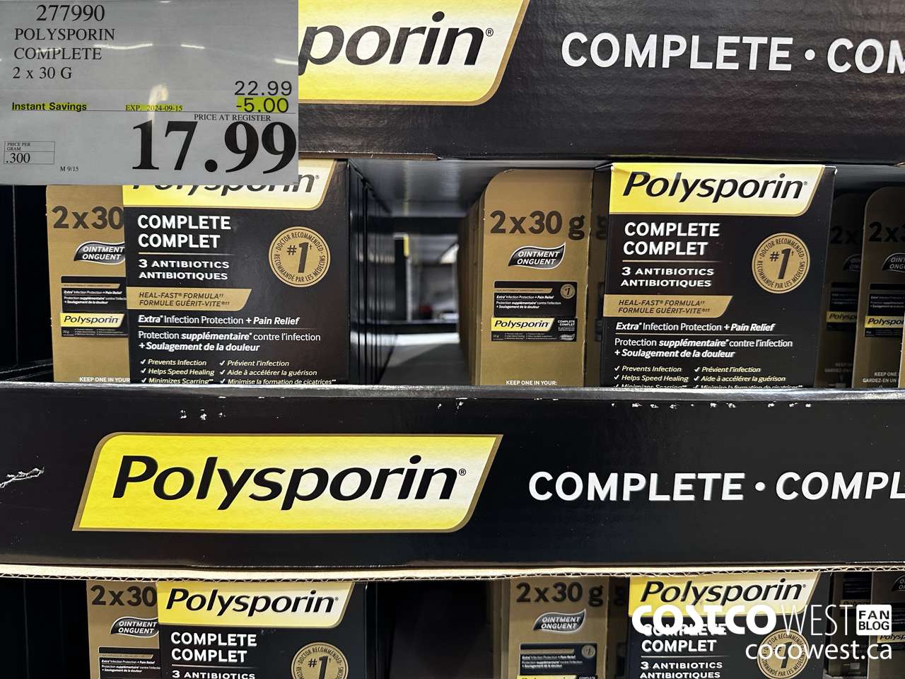 277990 POLYSPORIN COMPLETE 2 X 30 G ($5.00 INSTANT SAVINGS EXPIRES ON 2024-09-15) $17.99
