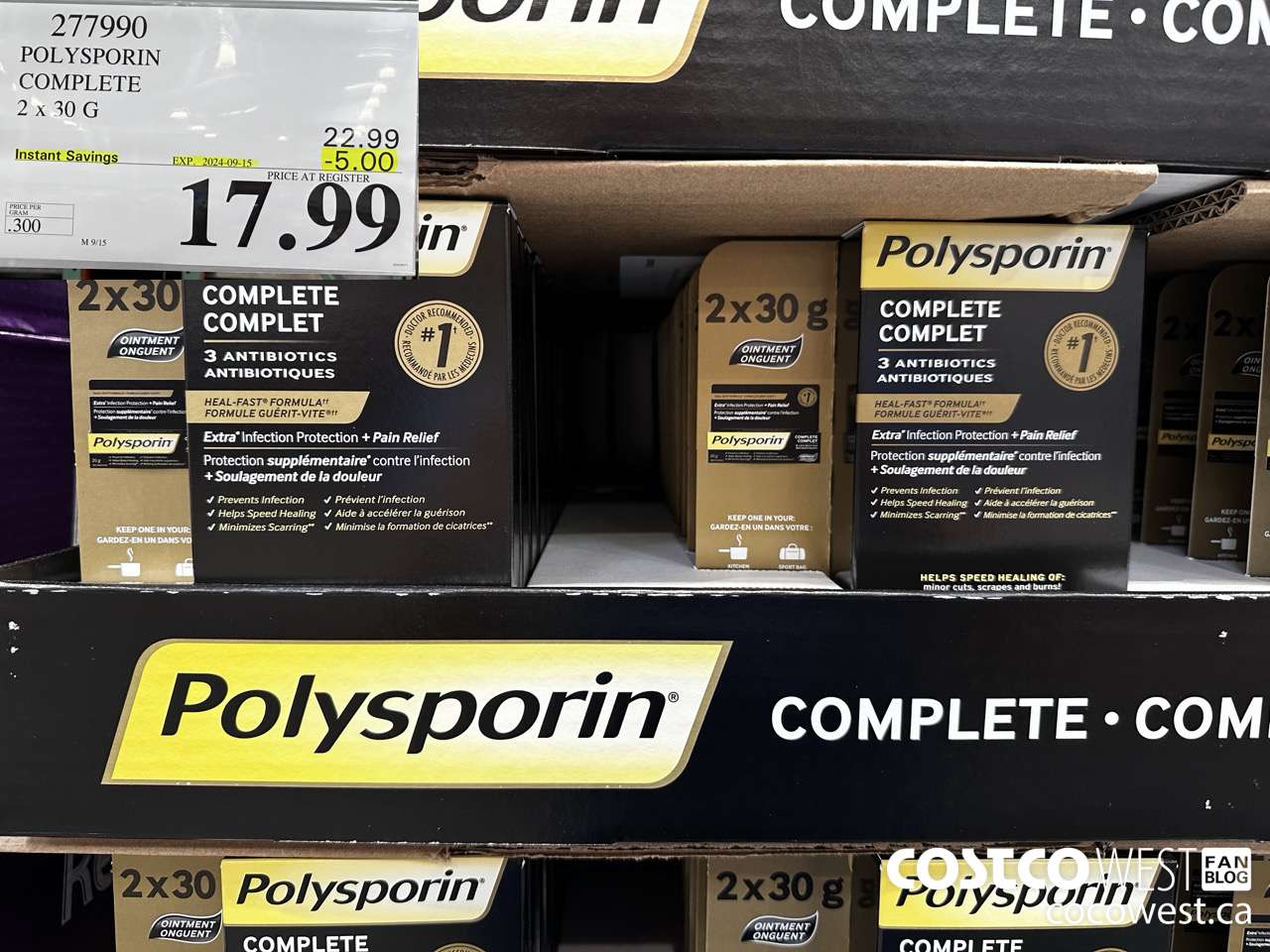 277990 POLYSPORIN COMPLETE 2 X 30 G ($5.00 INSTANT SAVINGS EXPIRES ON 2024-09-15) $17.99