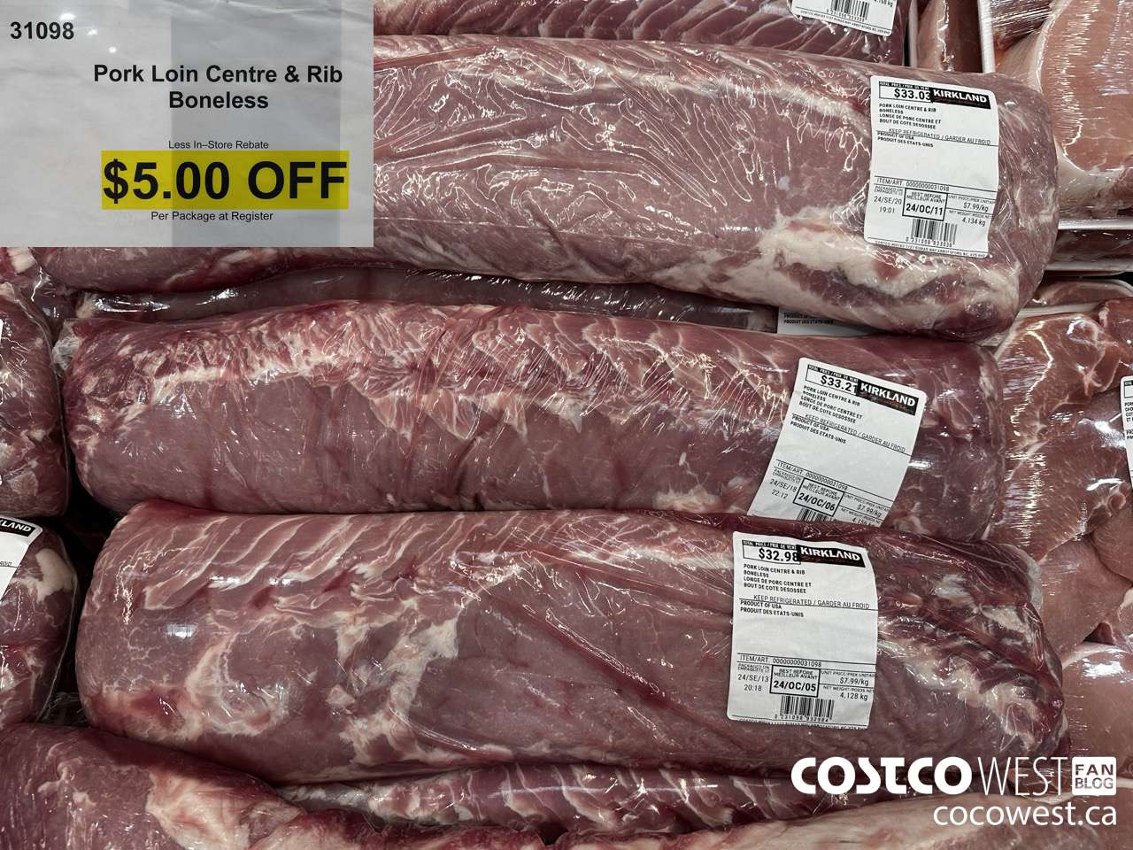 31098 PORK LOIN CENTRE & RIB BONELESS ($5.00 INSTANT SAVINGS)