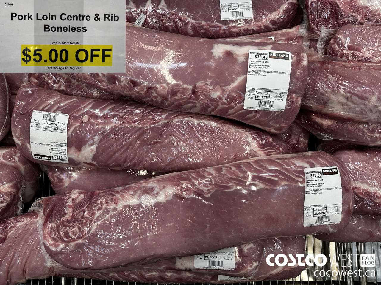 31098 PORK LOIN CENTRE & RIB BONELESS ($5.00 INSTANT SAVINGS)