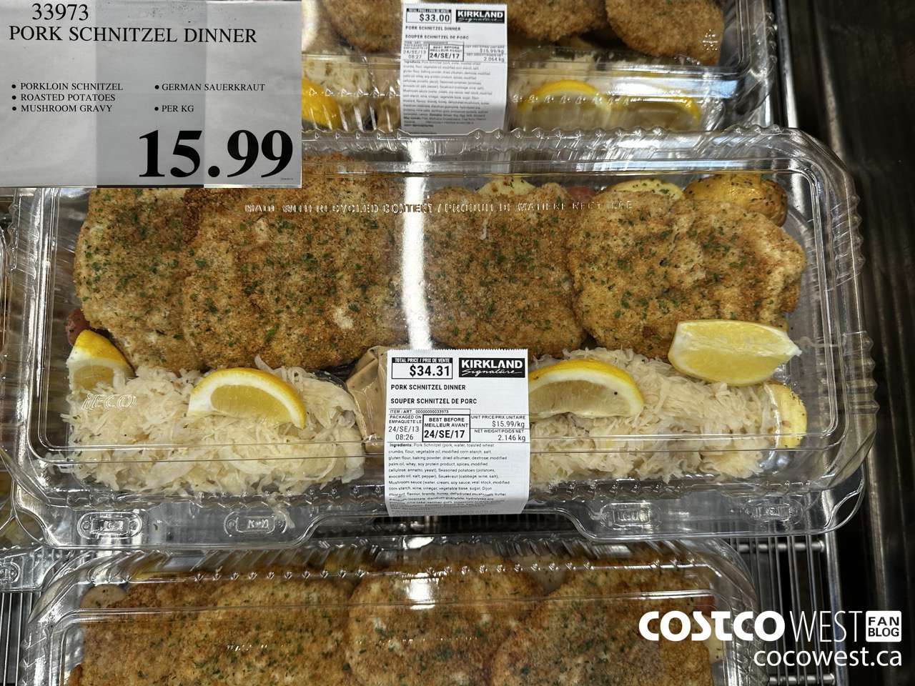 33973 PORK SCHNITZEL DINNER $15.99