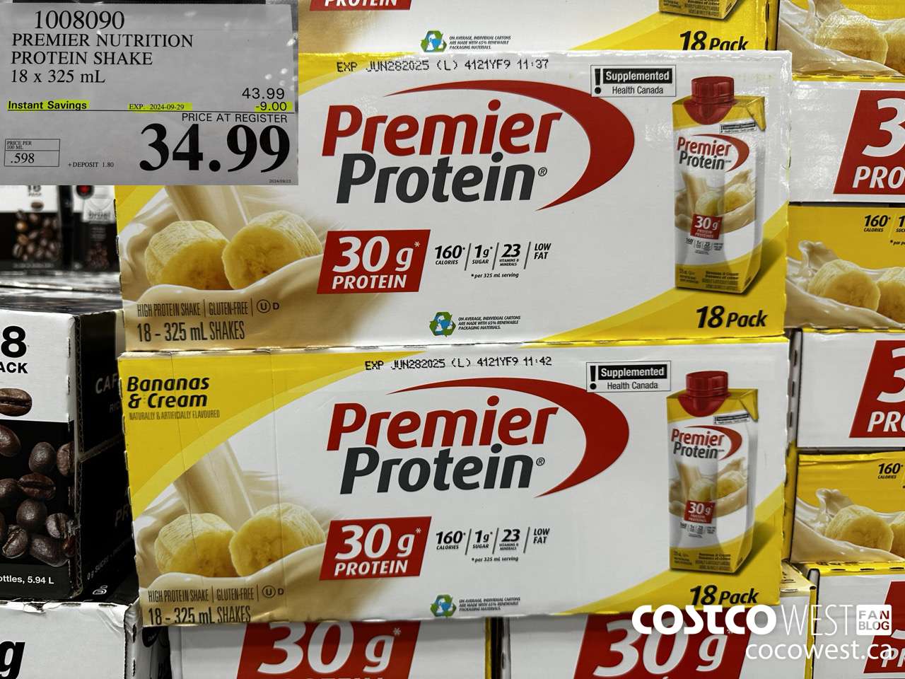 1008090 PREMIER NUTRITION PROTEIN SHAKE 18 X 325ML ($9.00 INSTANT SAVINGS EXPIRES ON 2024-09-29) $34.99