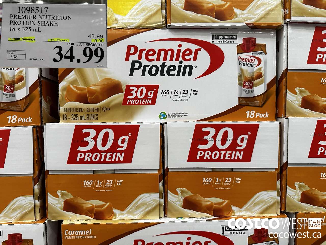 1098517 PREMIER NUTRITION PROTEIN SHAKE 18 x 325 mL ($9.00 INSTANT SAVINGS EXPIRES ON 2024-09-29) $34.99