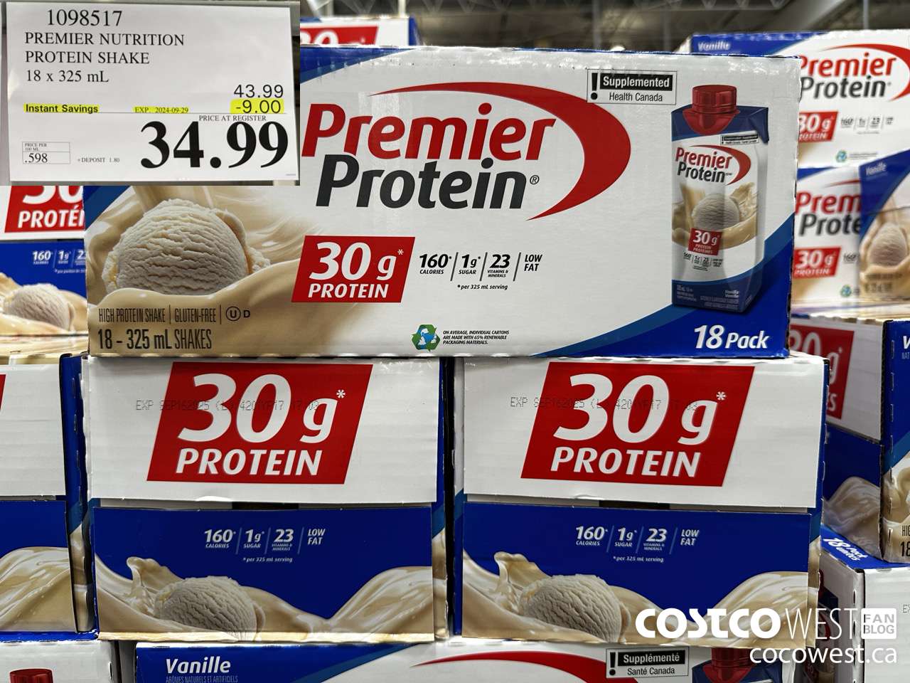 1098517 PREMIER NUTRITION PROTEIN SHAKE 18 x 325 mL ($9.00 INSTANT SAVINGS EXPIRES ON 2024-09-29) $34.99