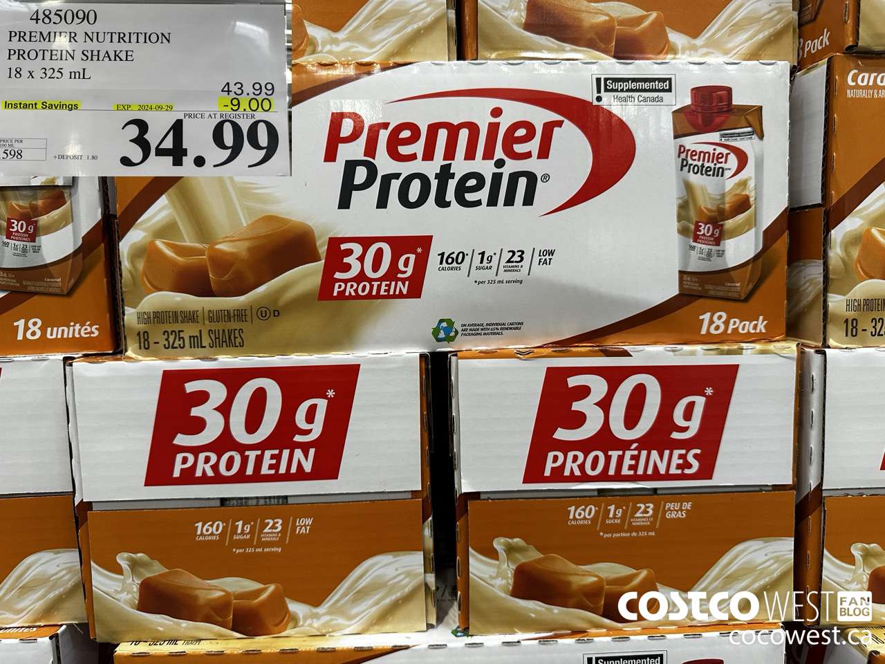 485090 PREMIER NUTRITION PROTEIN SHAKE 18 x 325 mL ($9.00 INSTANT SAVINGS EXPIRES ON 2024-09-29) $34.99