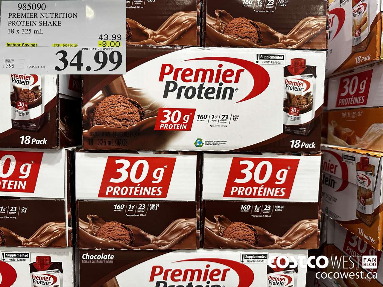 985090 PREMIER NUTRITION PROTEIN SHAKE 18 x 325 mL ($9.00 INSTANT SAVINGS EXPIRES ON 2024-09-29) $34.99