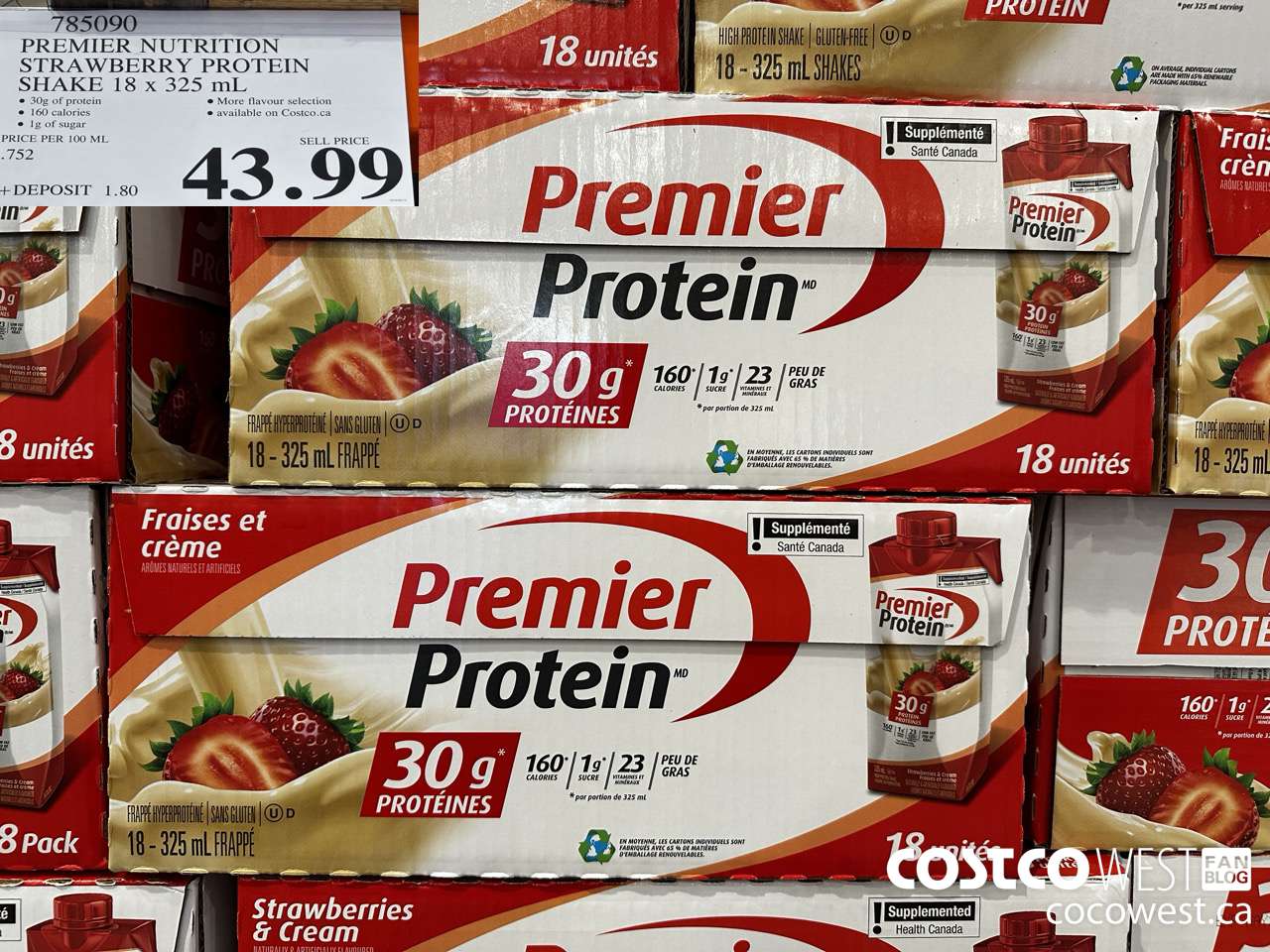 785090 PREMIER NUTRITION STRAWBERRY PROTEIN SHAKE 18 x 325 mL $43.99