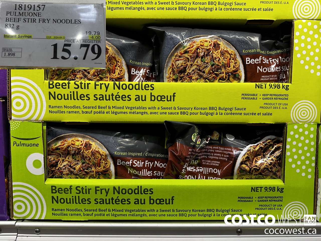 1819157 PULMUONE BEEF STIR FRY NOODLES 832G ($4.00 INSTANT SAVINGS EXPIRES ON 2024-09-22) $15.79