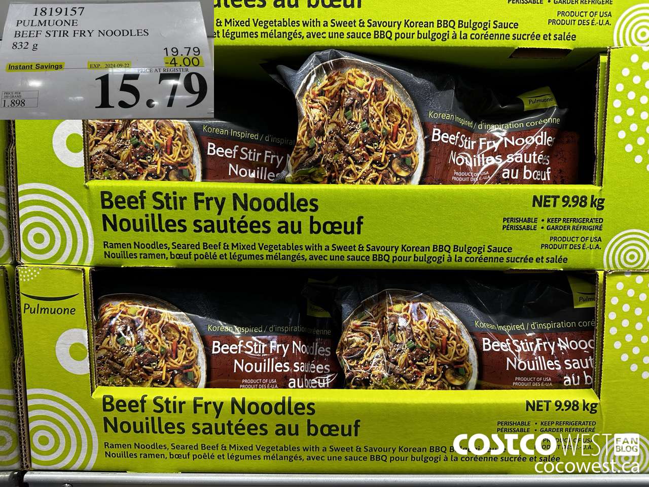 1819157 PULMUONE BEEF STIR FRY NOODLES 832G ($4.00 INSTANT SAVINGS EXPIRES ON 2024-09-22) $15.79