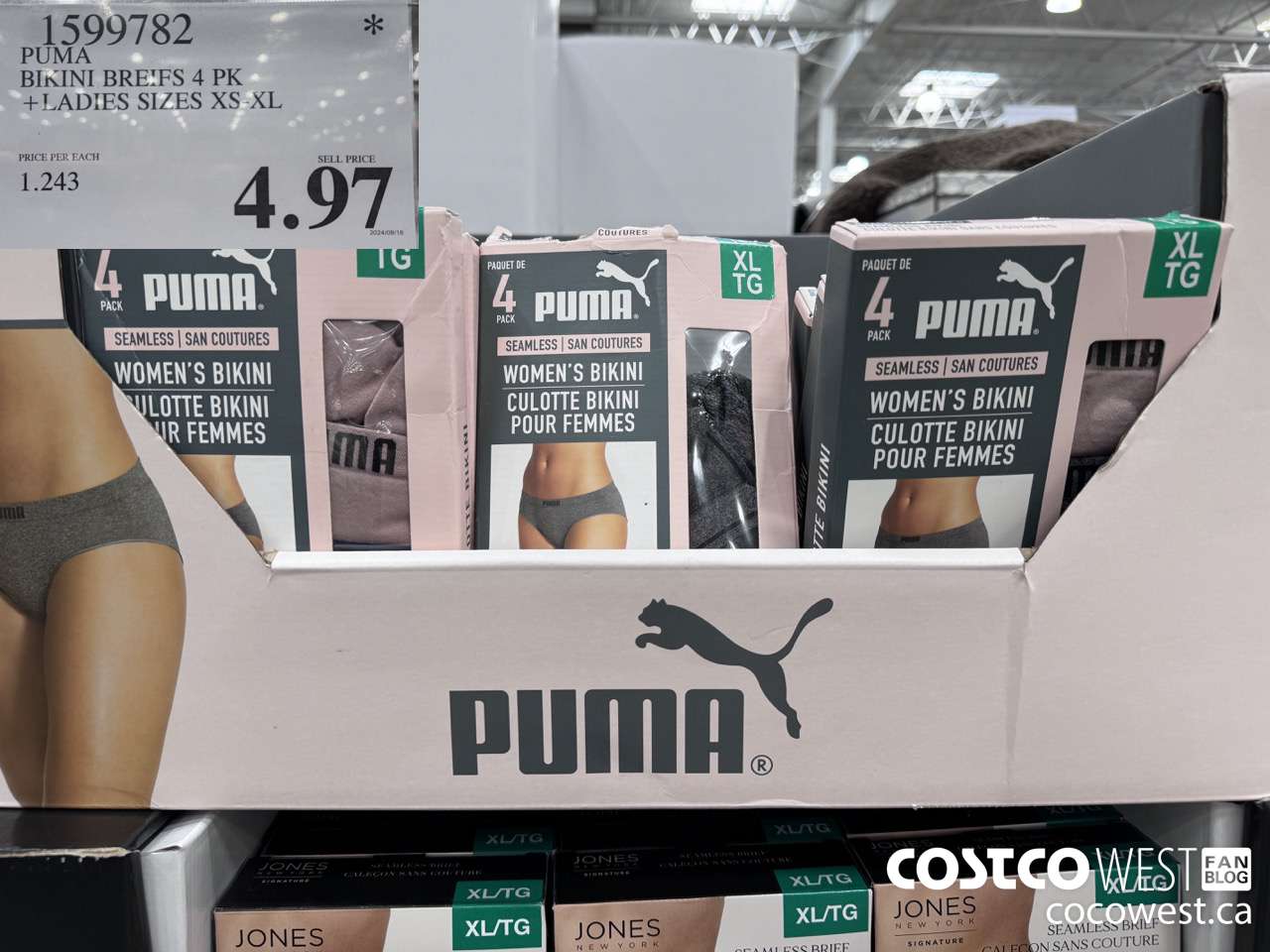 1599782 PUMA BIKINI BRIEFS 4PK LADIES SIZES XS-XL $4.97