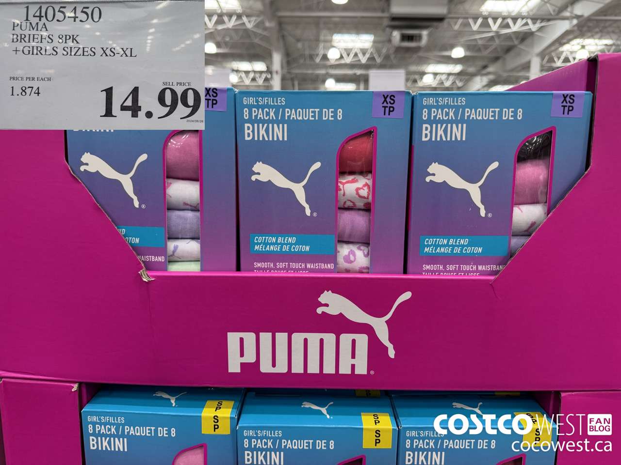 1405450 PUMA BRIEFS 6PK GIRLS SIZES XS-XL $14.99