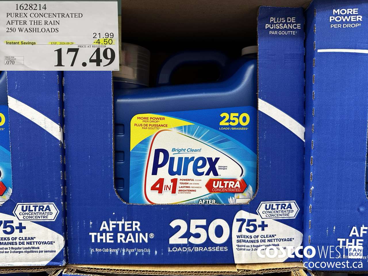 1628214 PUREX CONCENTRATED AFTER THE RAIN 250 WASHLOADS ($4.50 INSTANT SAVINGS EXPIRES ON 2024-09-29) $17.49