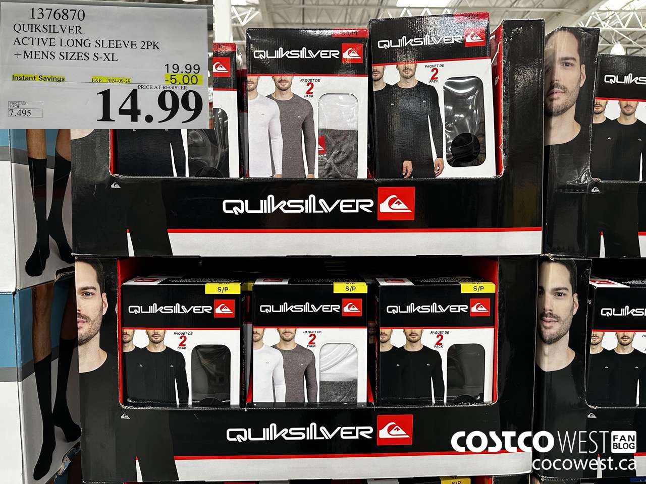 1376870 QUIKSILVER ACTIVE LONG SLEEVE 2PK MENS SIZES S-XL ($5.00 INSTANT SAVINGS EXPIRES ON 2024-09-29) $14.99