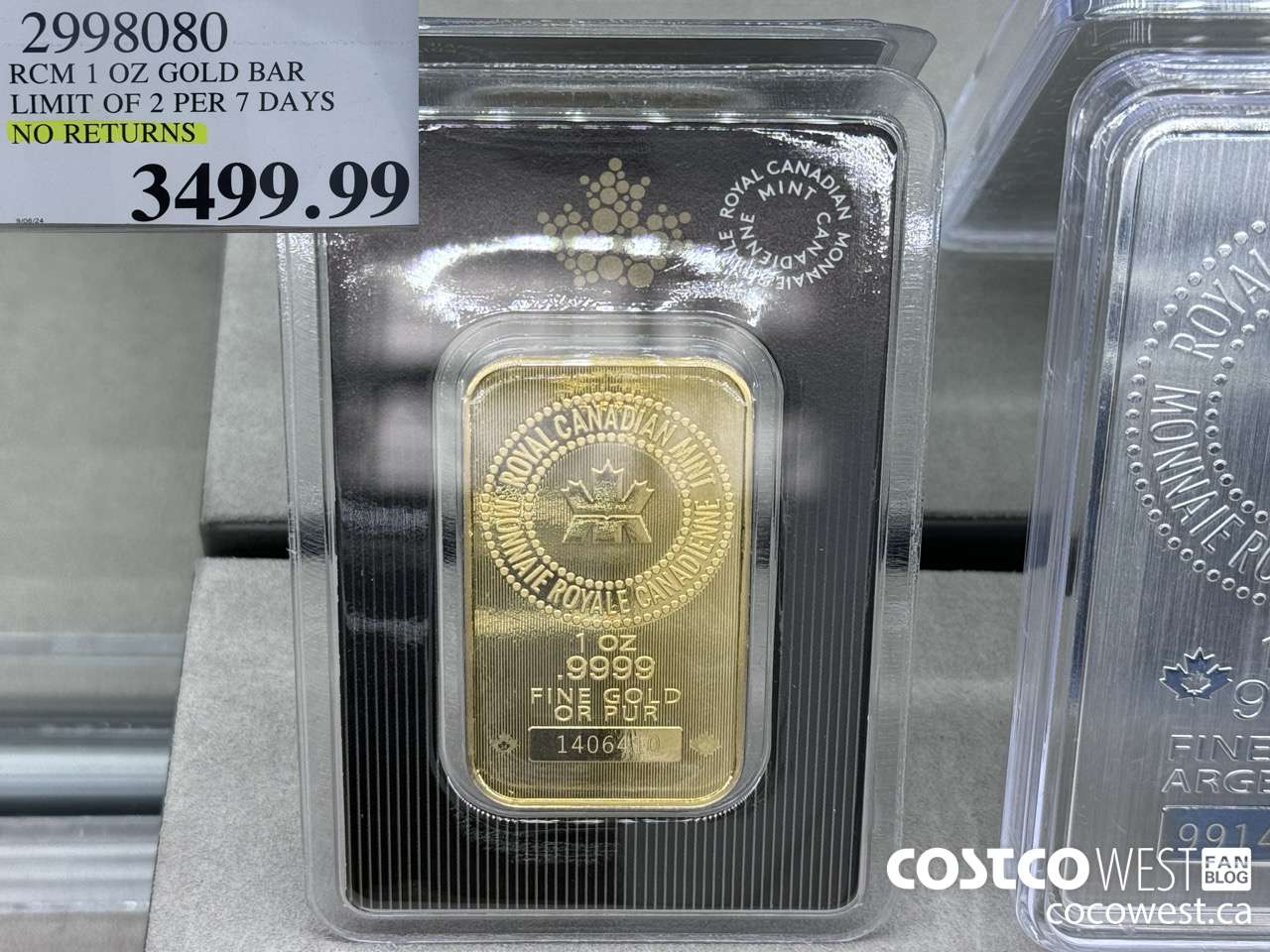 2998080 RCM 1 OZ GOLD BAR LIMIT OF 2 PER 7 DAYS NO RETURNS $3499.99