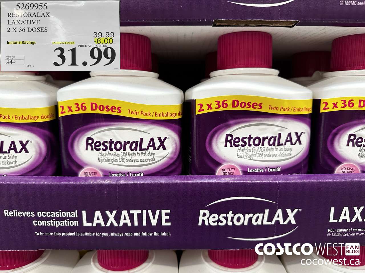 5269955 RESTORALAX LAXATIVE 2 X 36 DOSES ($8.00 INSTANT SAVINGS EXPIRES ON 2024-09-15) $31.99