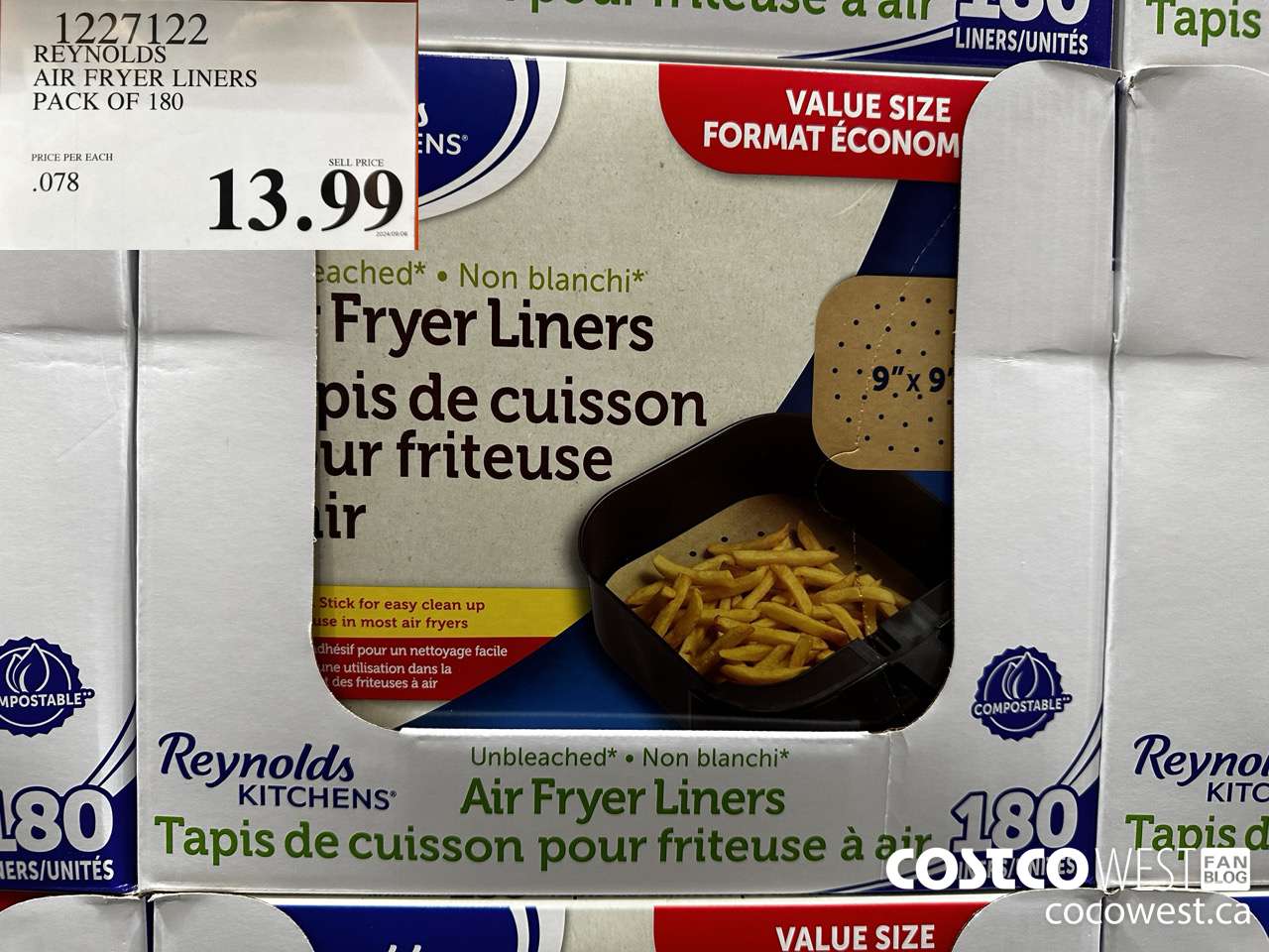 1227122 REYNOLDS AIR FRYER LINERS PACK OF 180 $13.99