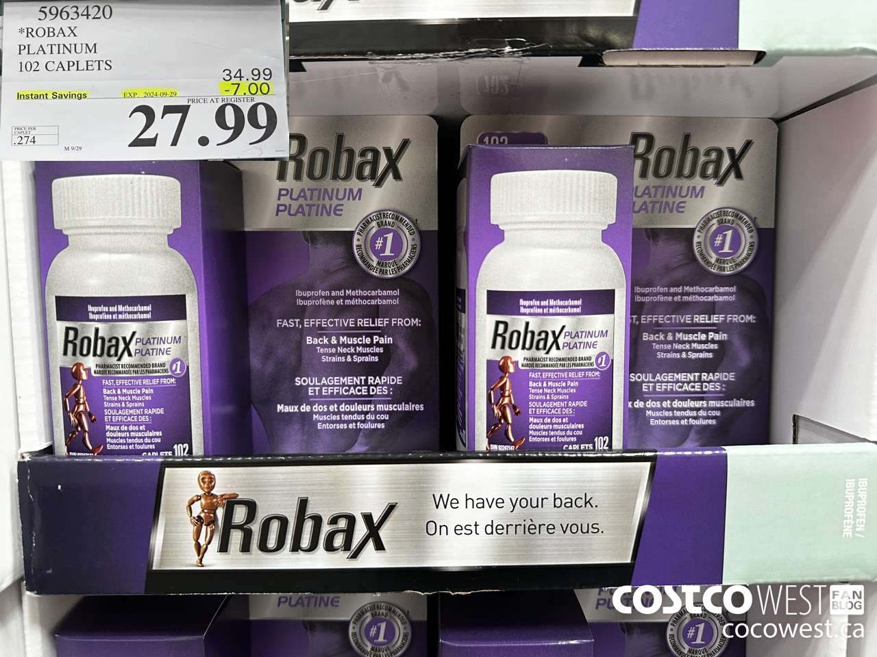 5963420 ROBAX PLATINUM 102 CAPLETS ($7.00 INSTANT SAVINGS EXPIRES ON 2024-09-29) $27.99