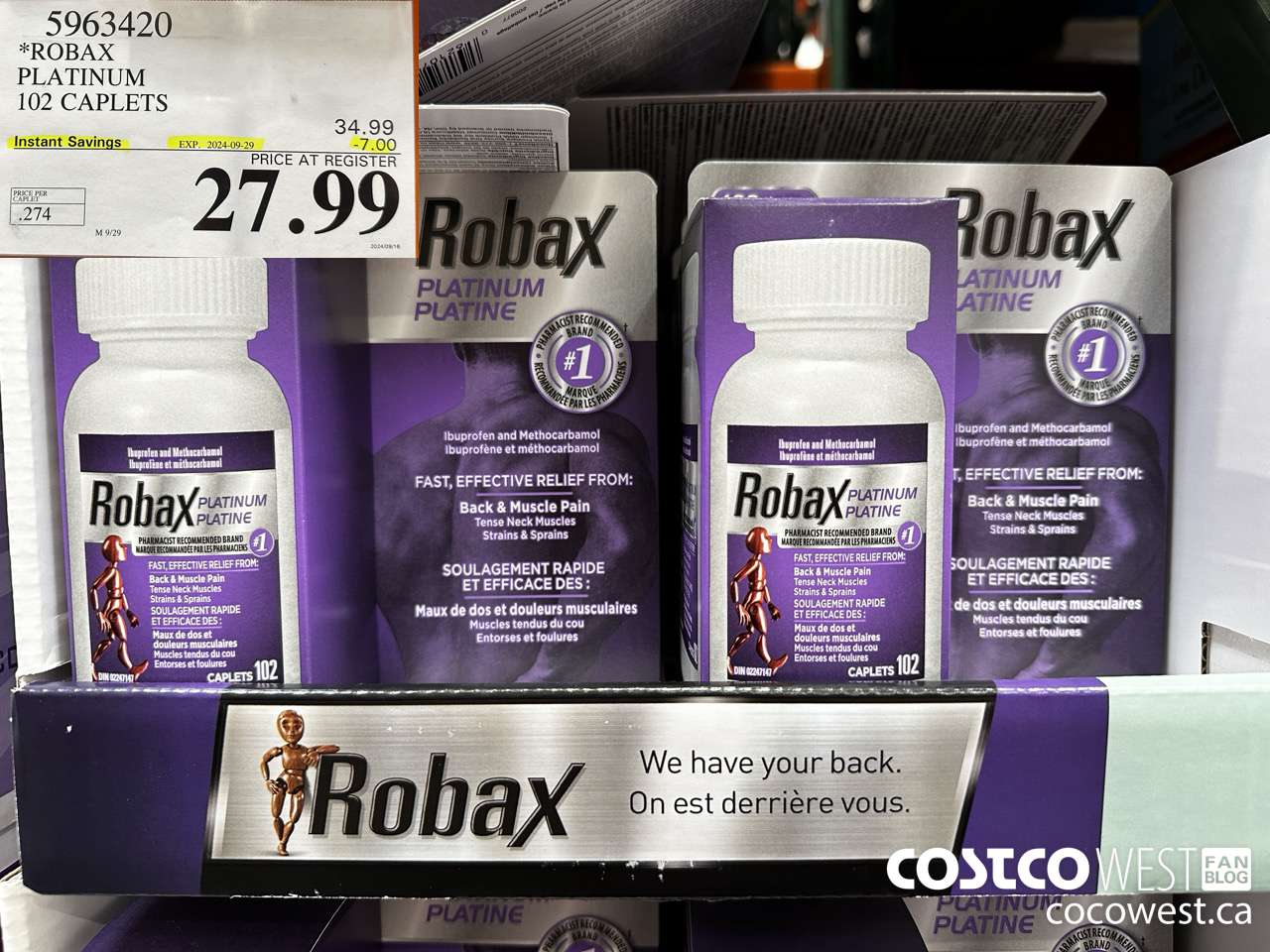 5963420 ROBAX PLATINUM 102 CAPLETS ($7.00 INSTANT SAVINGS EXPIRES ON 2024-09-29) $27.99