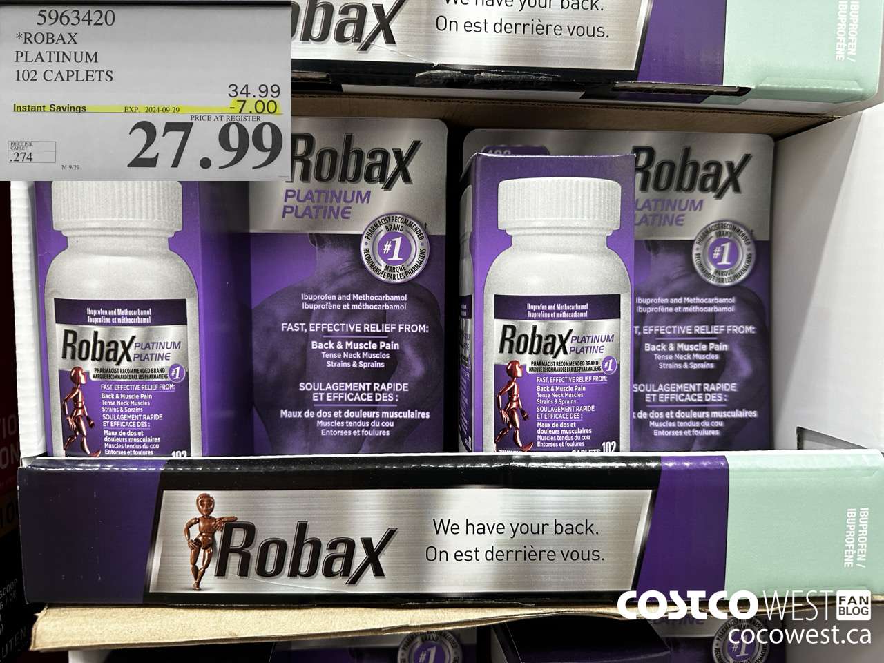 5963420 ROBAX PLATINUM 102 CAPLETS ($7.00 INSTANT SAVINGS EXPIRES ON 2024-09-29) $27.99