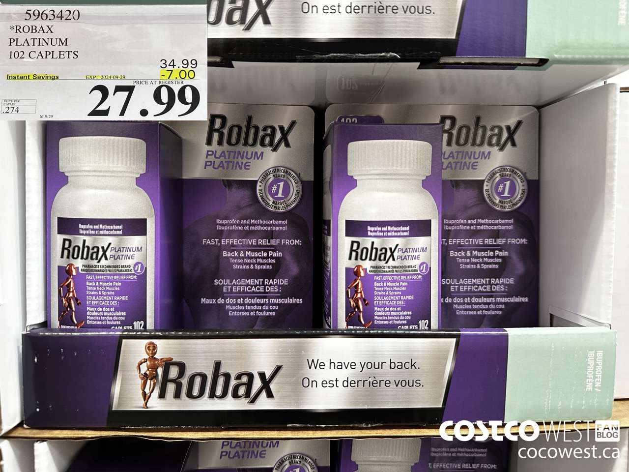 5963420 ROBAX PLATINUM 102 CAPLETS ($7.00 INSTANT SAVINGS EXPIRES ON 2024-09-29) $27.99