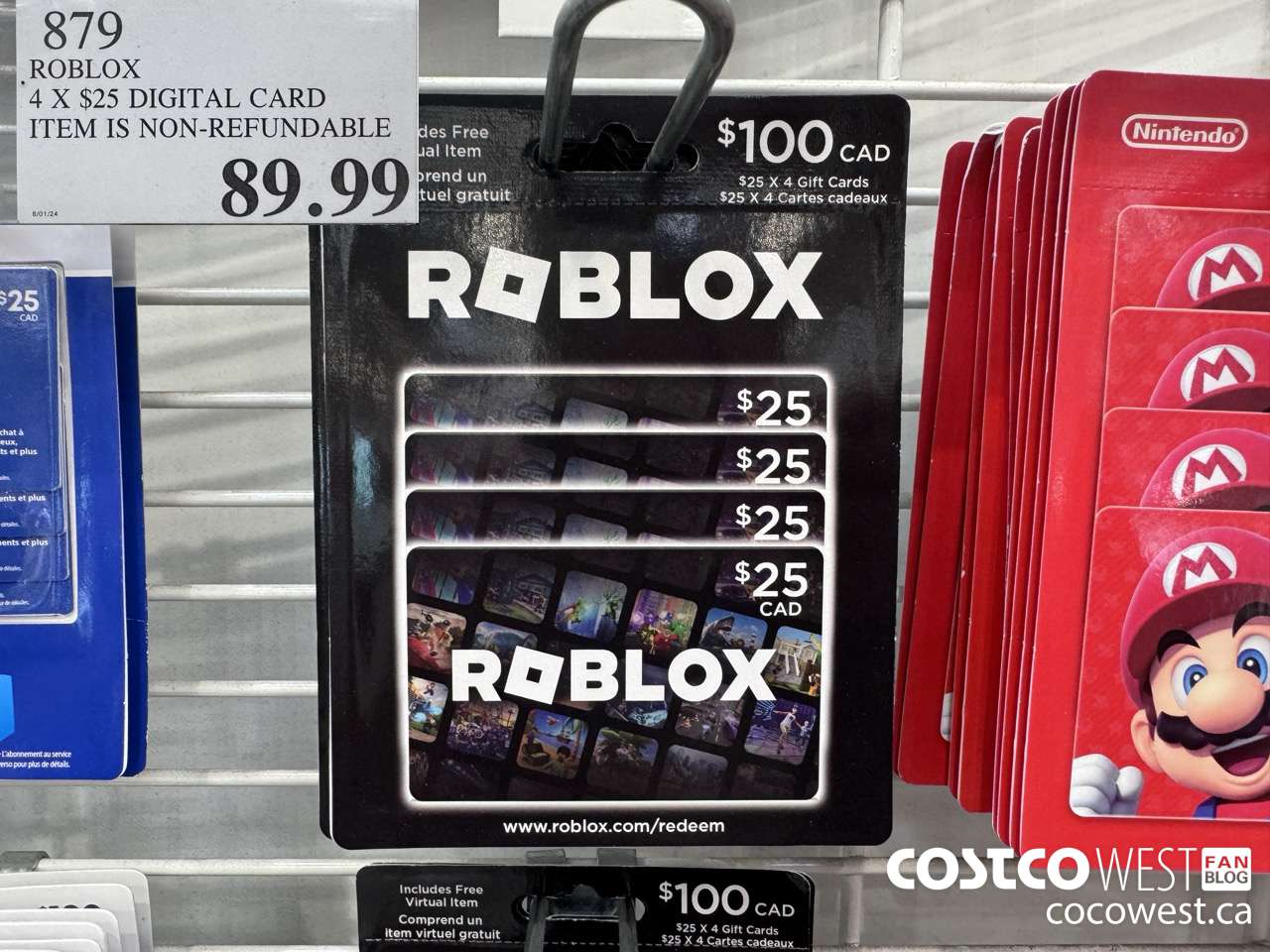 879 ROBLOX 4 X $25 DIGITAL CARD $89.99