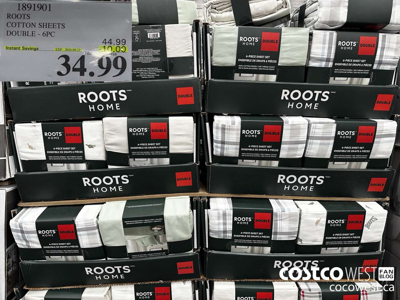 1891901 ROOTS COTTON SHEETS DOUBLE 6PC ($10.00 INSTANT SAVINGS EXPIRES ON 2024-09-22) $34.99