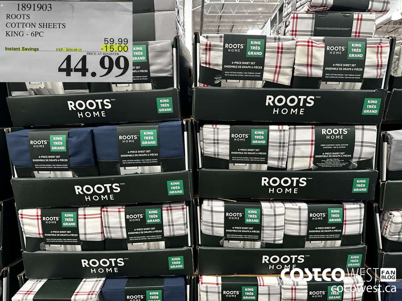 1891903 ROOTS COTTON SHEETS KING 6PC ($15.00 INSTANT SAVINGS EXPIRES ON 2024-09-15) $44.99