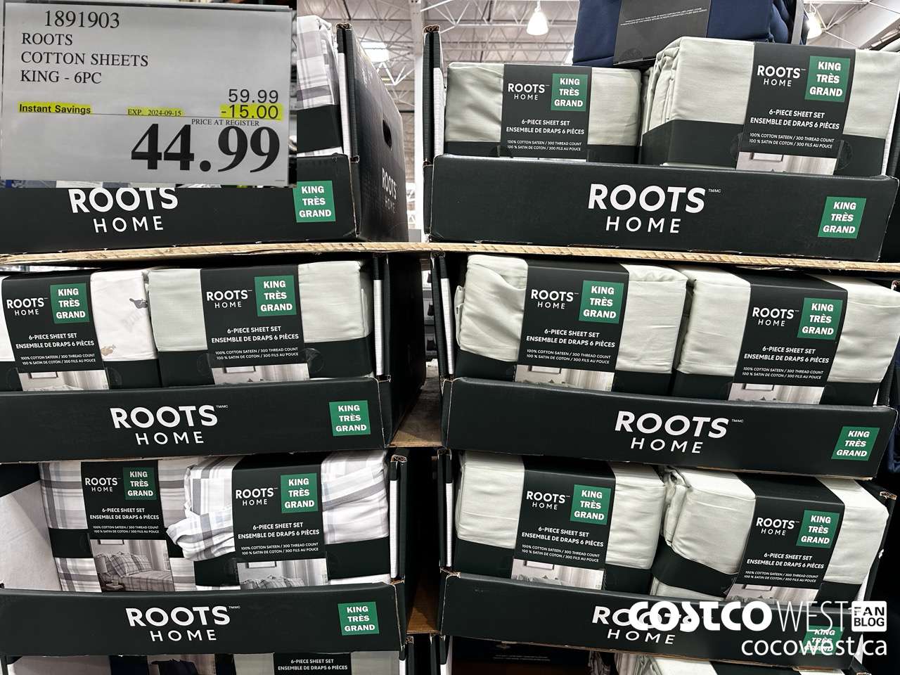 1891903 ROOTS COTTON SHEETS KING 6PC ($15.00 INSTANT SAVINGS EXPIRES ON 2024-09-15) $44.99