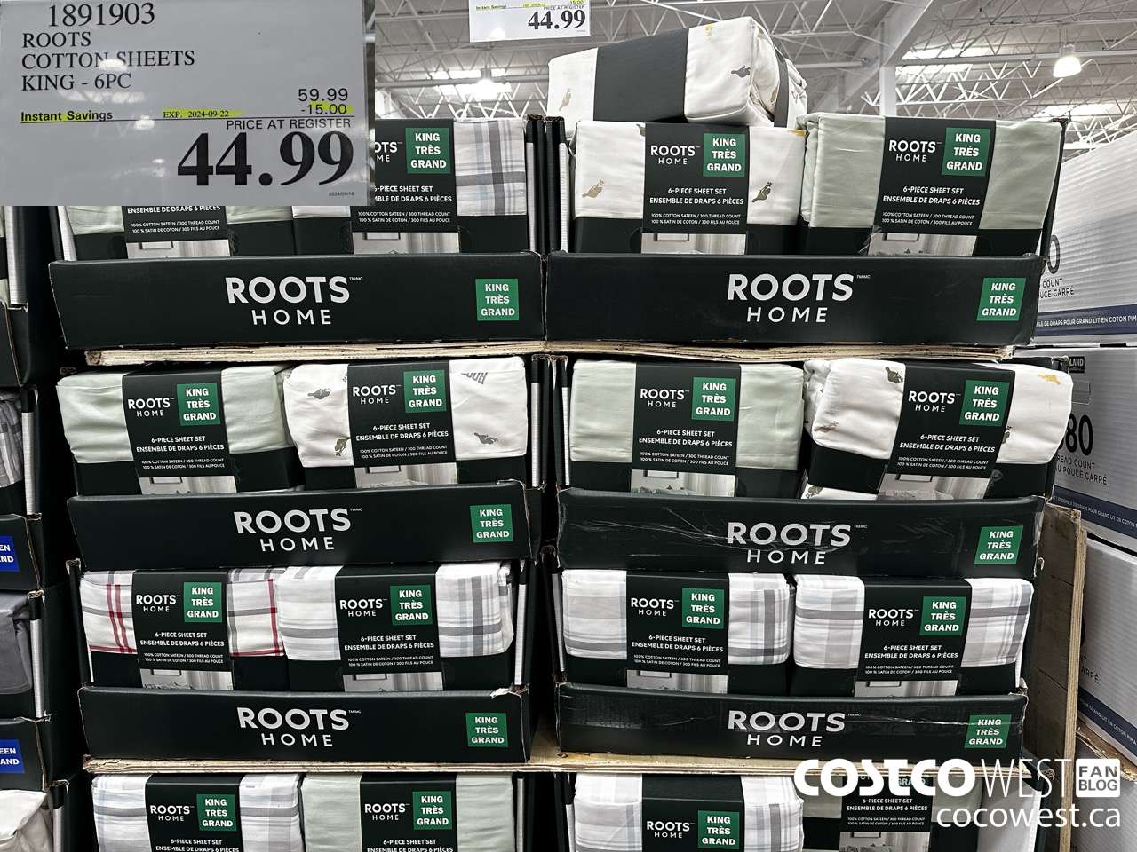 1891903 ROOTS COTTON SHEETS KING 6PC ($15.00 INSTANT SAVINGS EXPIRES ON 2024-09-22) $44.99