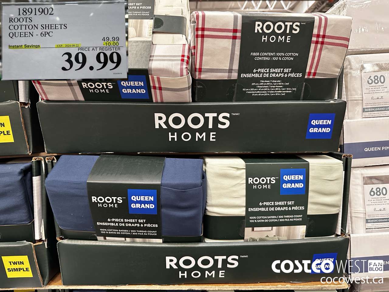 1891902 ROOTS COTTON SHEETS QUEEN 6PC ($10.00 INSTANT SAVINGS EXPIRES ON 2024-09-22) $39.99
