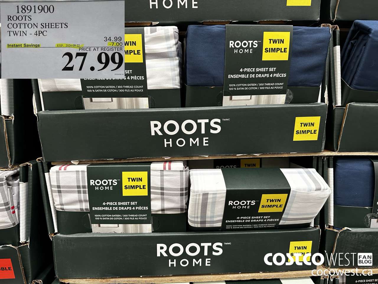 1891900 ROOTS COTTON SHEETS TWIN 4PC ($7.00 INSTANT SAVINGS EXPIRES ON 2024-09-22) $27.99
