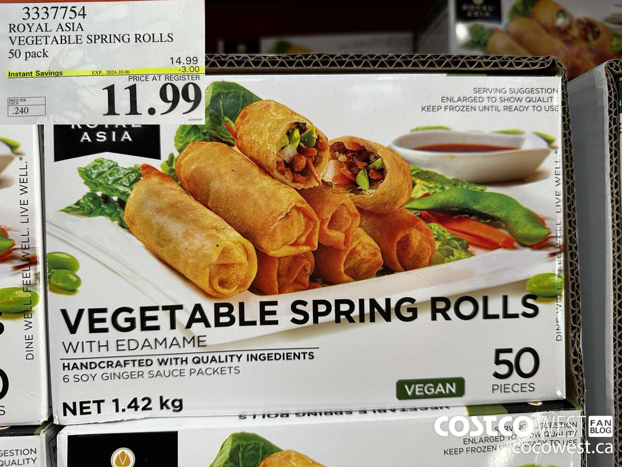 3337754 ROYAL ASIA VEGETABLE SPRING ROLLS 50 PACK ($3.00 INSTANT SAVINGS EXPIRES ON 2024-10-06) $11.99