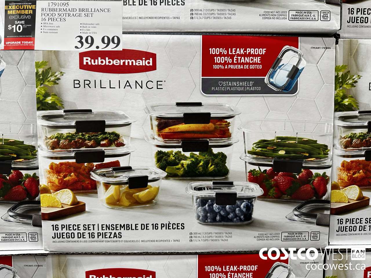 1791095 RUBBERMAID BRILLIANCE FOOD STORAGE SET 16 PIECES ($10.00 INSTANT SAVINGS EXPIRES ON 2024-09-29) $29.99
