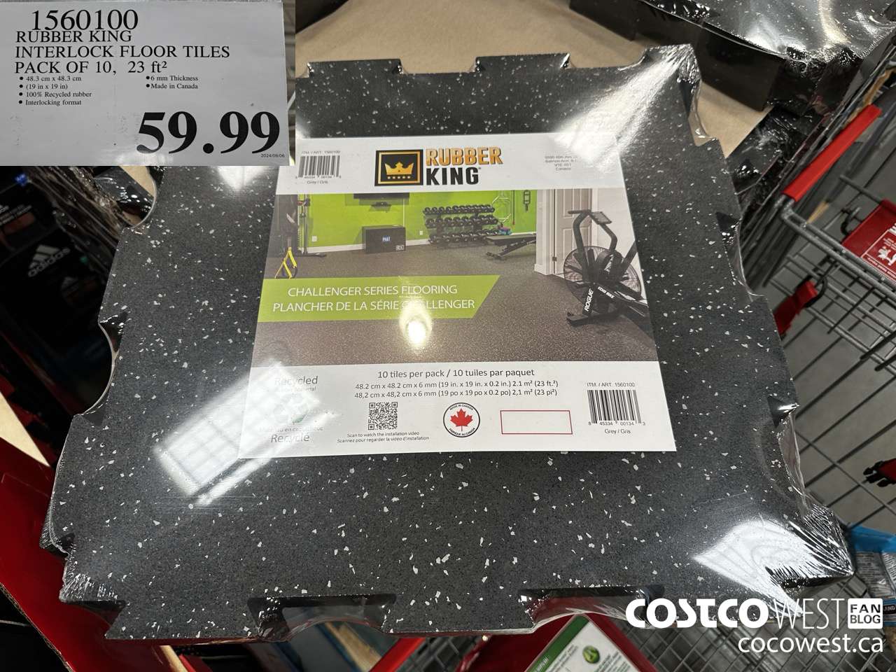 1560100 RUBBER KING INTERLOCK FLOOR TILES PACK OF 10  $59.99