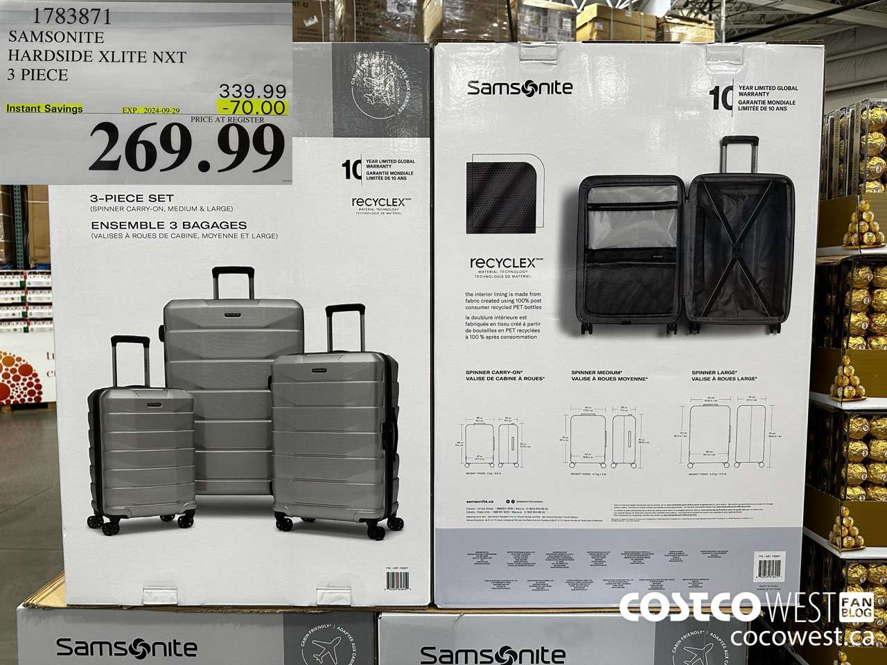 1783871 SAMSONITE HARDSIDE XLITE NXT 3 PIECE ($70.00 INSTANT SAVINGS EXPIRES ON 2024-09-29) $269.99
