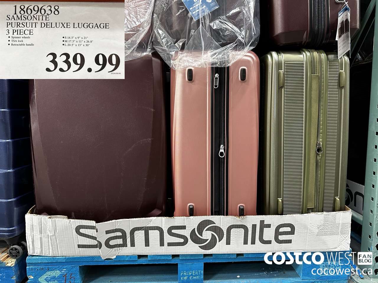 1869638 SAMSONITE PURSUIT DELUXE LUGGAGE 3 PIECE $339.99