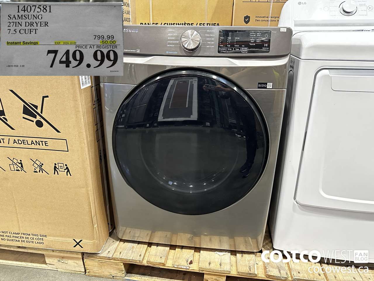 1407581 SAMSUNG 27IN DRYER 7.5 CUFT ($50.00 INSTANT SAVINGS EXPIRES ON 2024-10-02) $749.99
