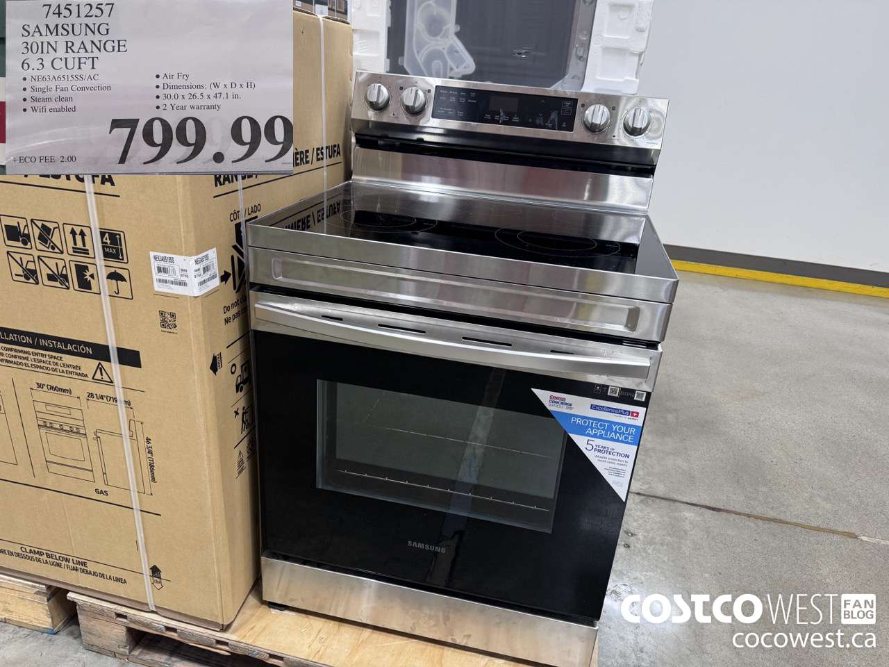 7451257 SAMSUNG ELECTRIC RANGE 6.3 CU. FT. $799.99