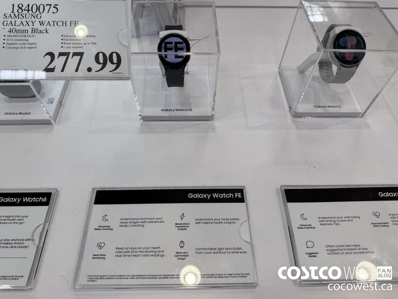 1840075 SAMSUNG GALAXY WATCH FE 40MM BLACK $277.99