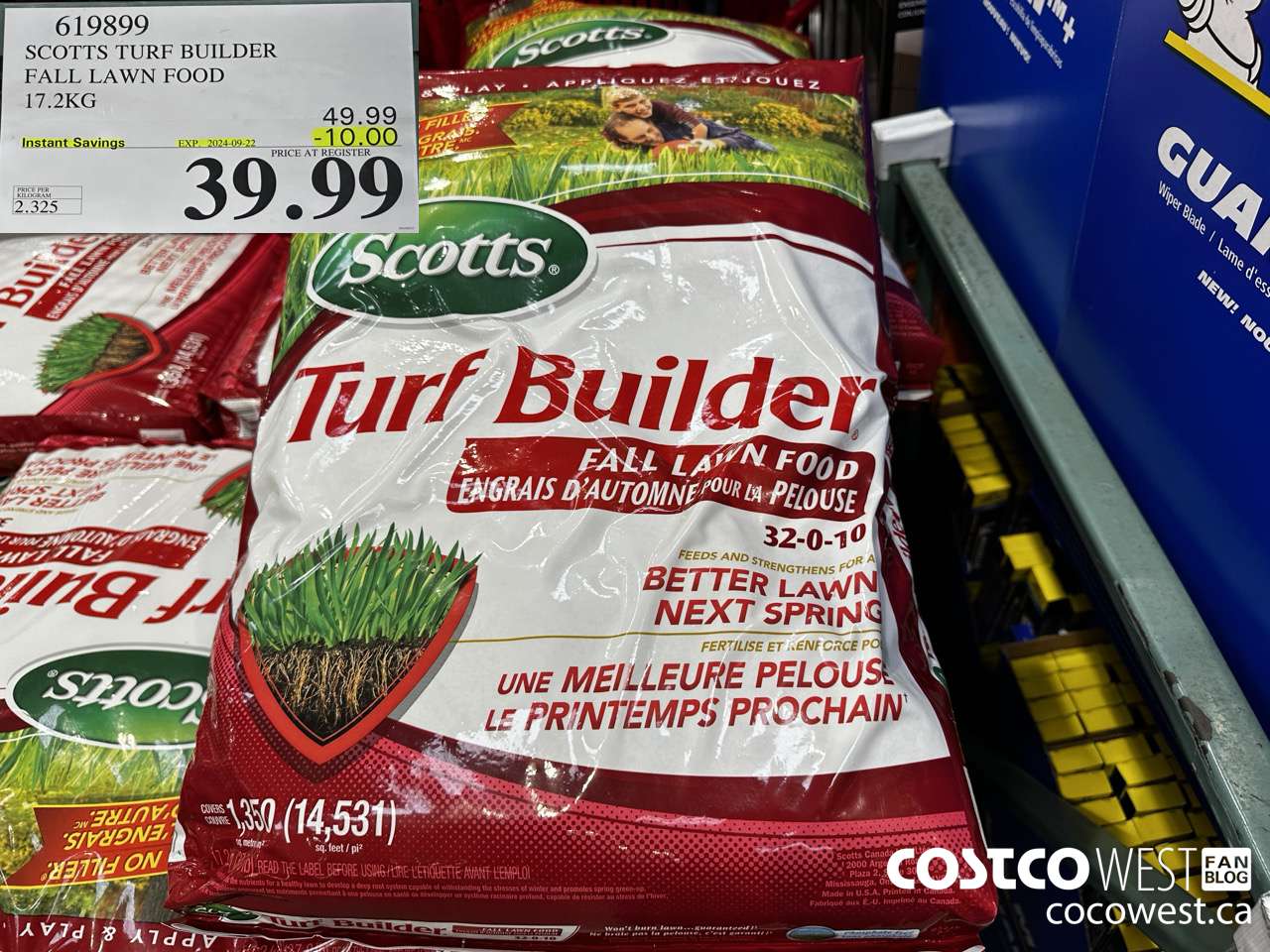 619899 SCOTTS TURF BUILDER FALL LAWN FOOD 17.2 KG ($10.00 INSTANT SAVINGS EXPIRES ON 2024-09-22) $39.99