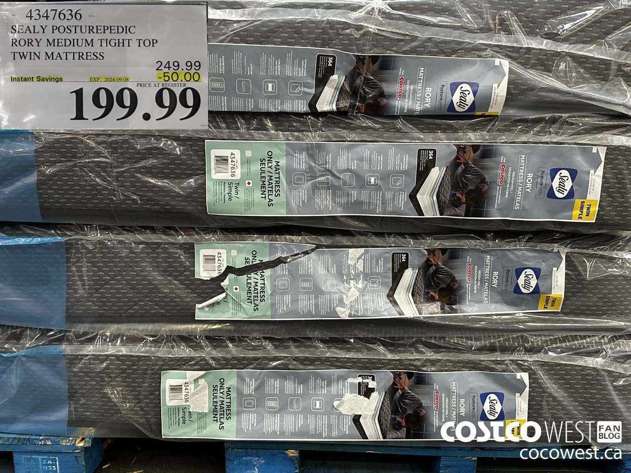 4347636 SEALY POSTUREPEDIC RORY MEDIUM TIGHT TOP TWIN MATTRESS ($50.00 INSTANT SAVINGS EXPIRES ON 2024-09-08) $199.99