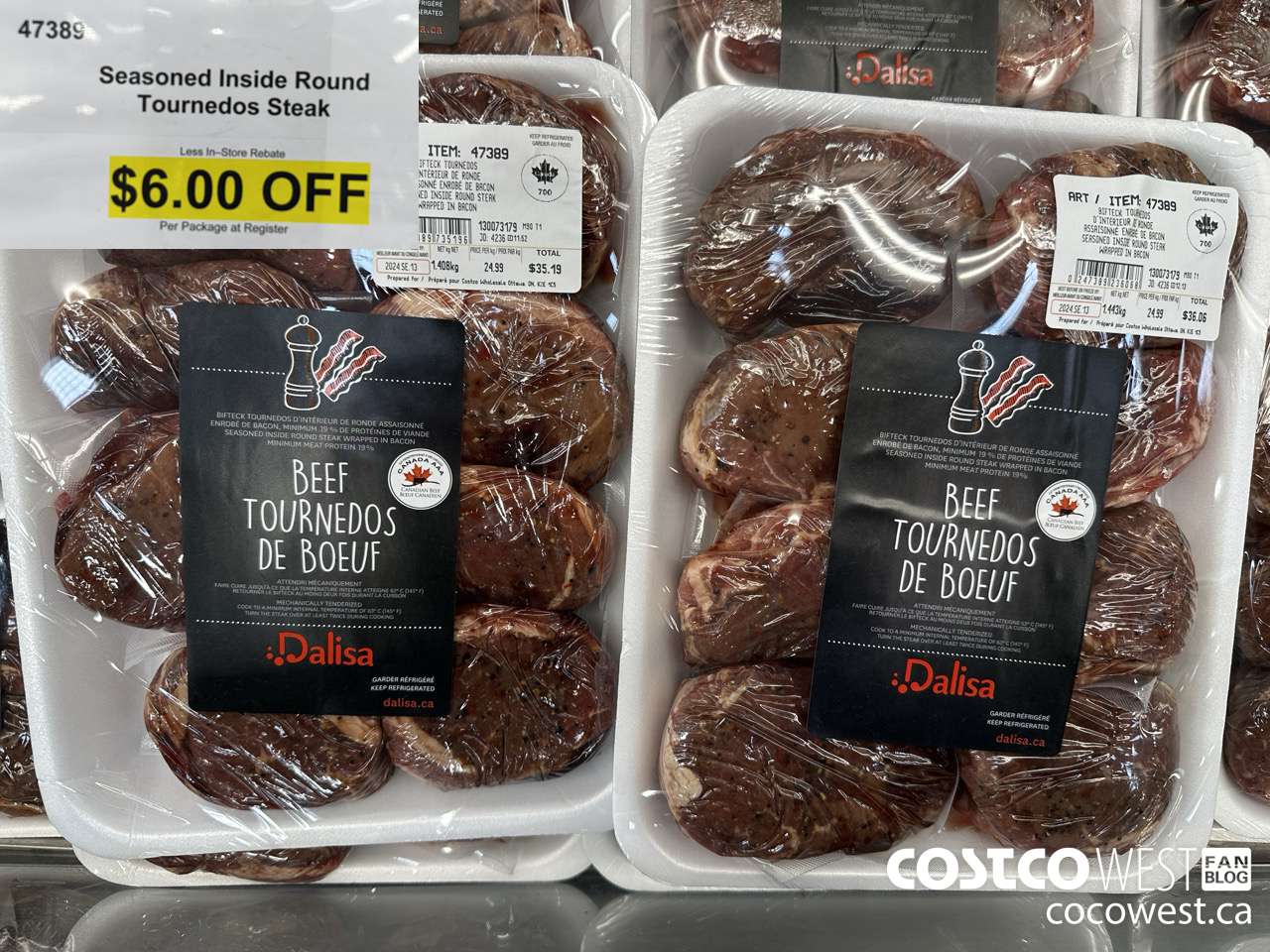 47389 SEASONED INSIDE ROUND TOURNEDOS STEAK ($6.00 INSTANT SAVINGS)